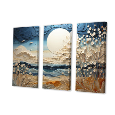 Nuage prairies collages VI sur toile, 3 pièces