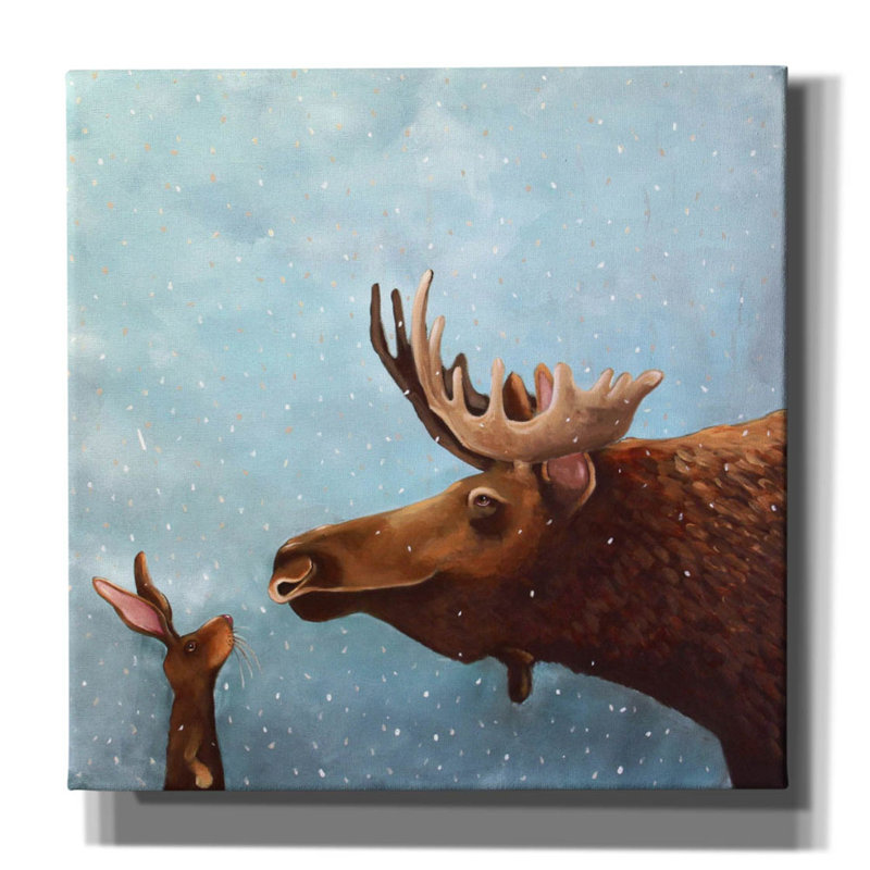 «Milleny Pines 'Moose And Rabbit» par Lucia Stewart, art mural sur toile, H 26 po x l 26 po x P 1,5 po