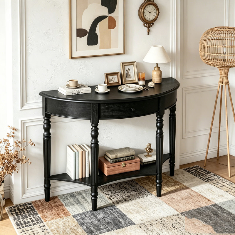 Console avec tiroir et tablette Farmhouse, Black