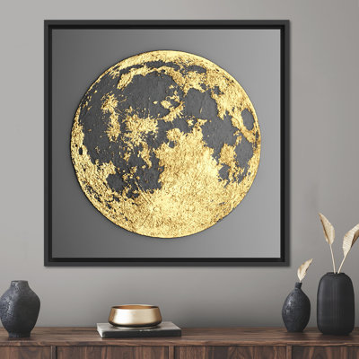 Large Canvas, 3d Wall Art, Canvas Home Decor, Gold Moon Canvas Print, Modern Canvas Art, Minimal Art, Abstract Moon 3D Canvas,
