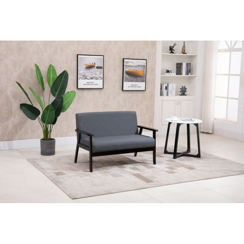 Causeuse l 45 po Bahamas, Gris, Bois naturel