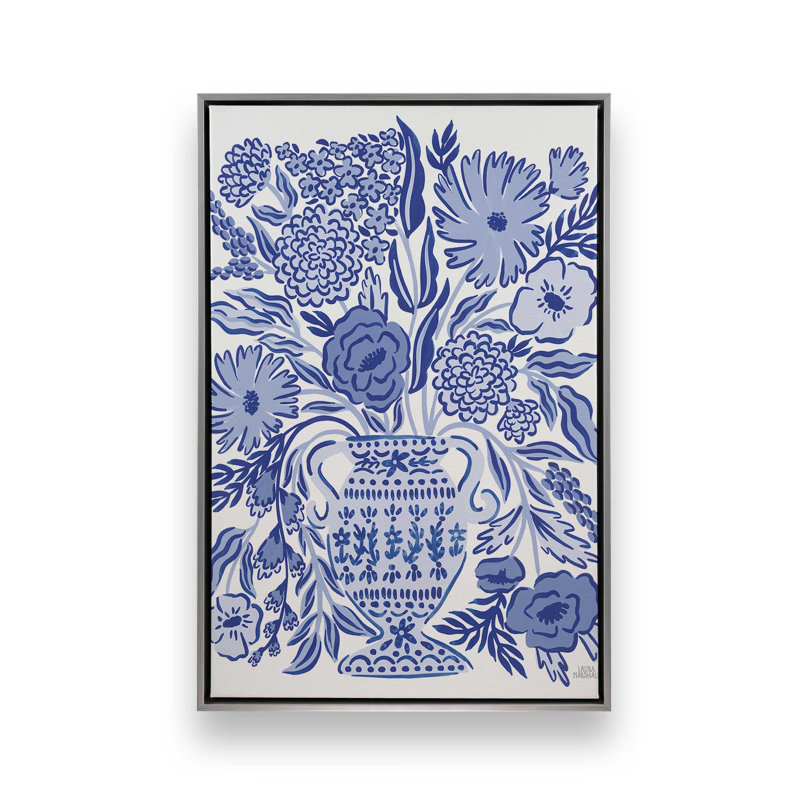 «Blue Reverie III» par Laura Marshall, reproduction d'art, H 40 po x l 30 po, Cadre flottant, Argent argent