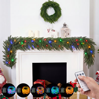 Guirlande de Noël avec lumières DEL multicolores, télécommande, minuterie et 12 modes