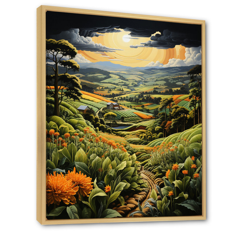 Bartolotti Farm Harvest Symphony Pastoral V, reproduction d'art sur toile, H 32 po x l 16 po x P 1 po, Cadre naturel flottant