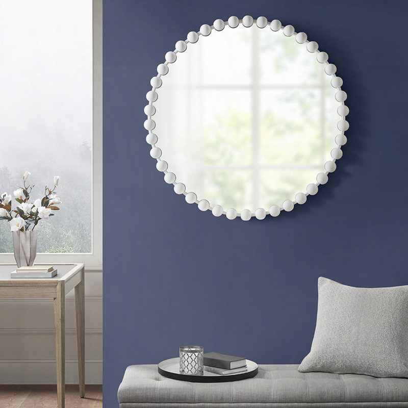 Miroir mural rond 36 po, Blanc