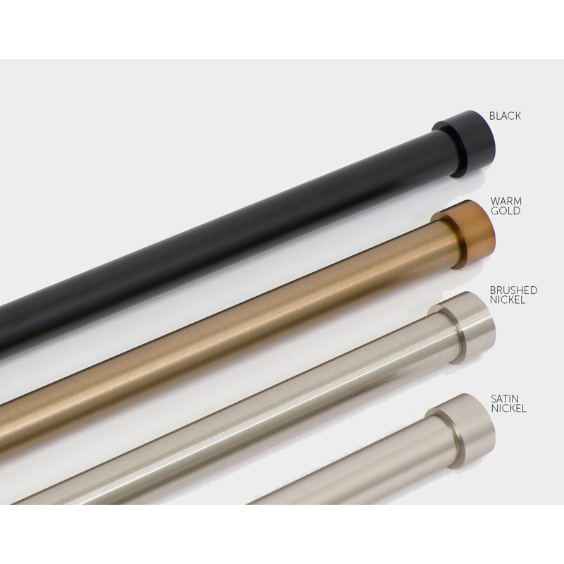  Drapery Window Curtain Rod - End Cap Style Design 1 Inch Pole. 16 to 28 Inch Color Satin Nickel, 16" - 28", Satin Nickel