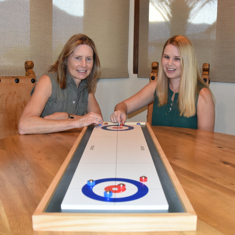 Solid Wood Double-Sided Shuffleboard and Curling Tabletop Game
