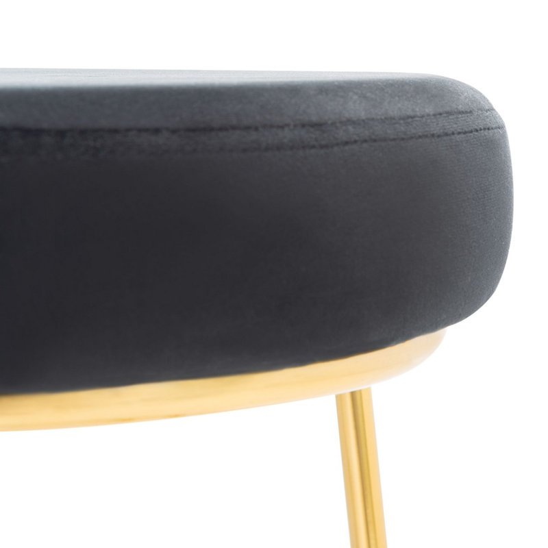 Upholstered Counter Stool with Metal Frame, Black