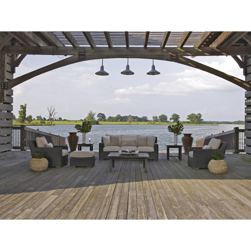 Rustic Woven Swivel Lounge And Speaker Slate Grey, Slate Grey, Dove Sunbrella Linen, No Welt