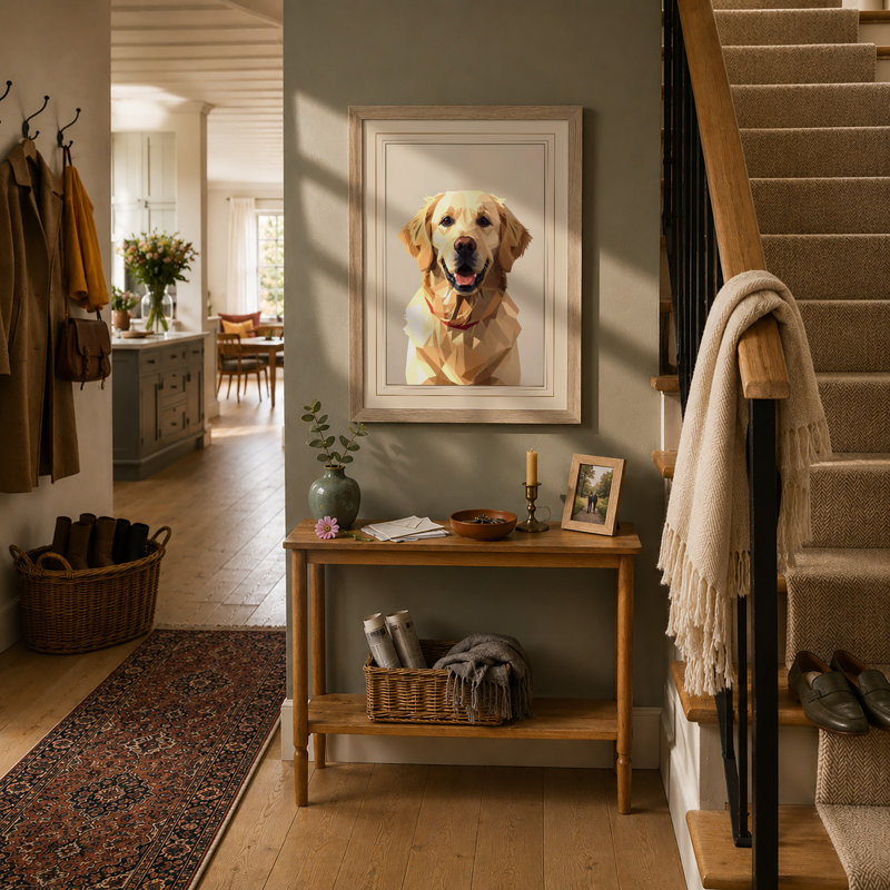Golden Labrador Portrait Modern - Print, A1 - 84.1 x 59.4 cm, Oak