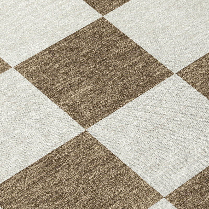 Tapis géométrique intérieur / extérieur lavable en machine ACN2345, Rectangle 2 pi 6 po x 3 pi 10 po