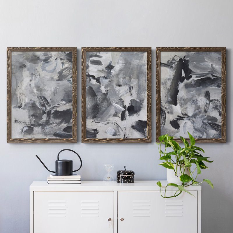 Toile encadrée noire et blanche de qualité supérieure - prête à être accrochée, H 31,5 po x l 47 po x P 1,5 po, Noyer