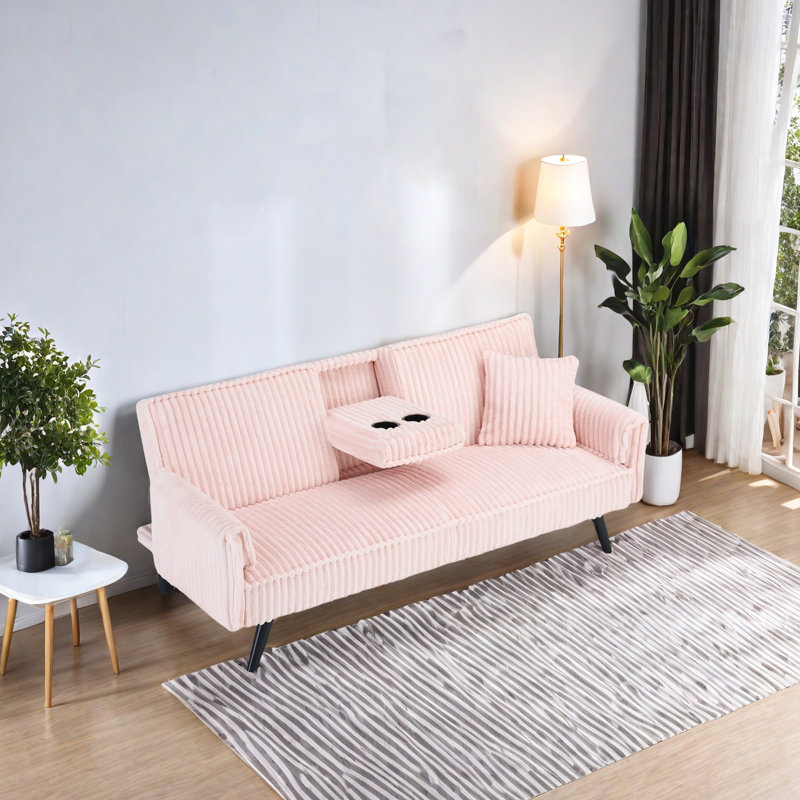 Canapé contemporain en velours côtelé avec dossier réglable et porte-gobelets cachés - parfait pour les salons et les chambres