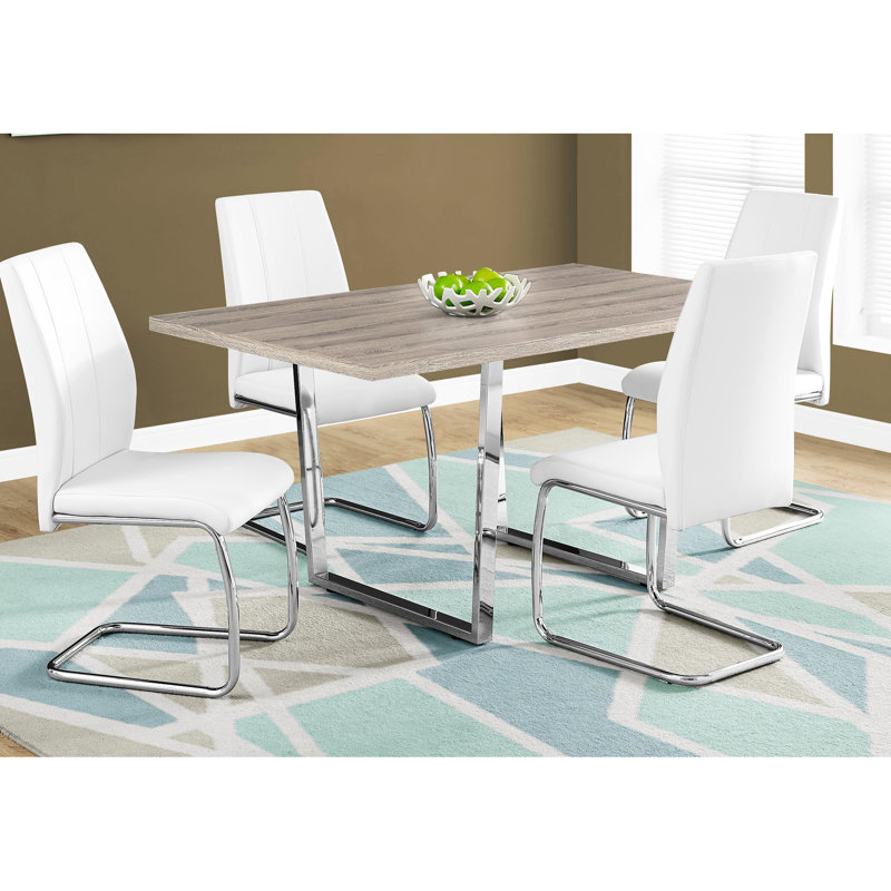 Table de salle à manger 60 ": taupe moderne avec pieds en métal