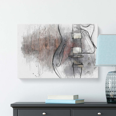 Wooden Electric Guitar in Abstract - Wrapped Canvas