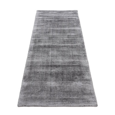 Ava Handmade Viscose Silky Solid Soft Dark Light Grey Rug