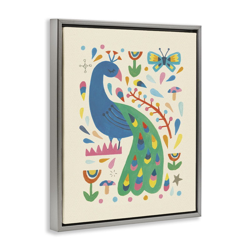 «Pretty Peacock Patterns», art mural encadré flottant par Irene Chan, H 31 po x l 25 po, Cadre flottant orme Montalcino