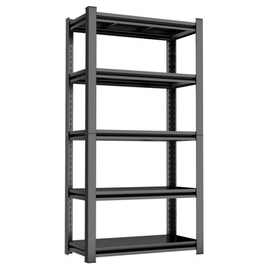 Étagère de rangement réglable de 63 po de hauteur, tablettes réglables, étagère à cinq niveaux 2000 lb, panneaux résistants aux égratignures et à l'usure, noir, nécessite un assemblage