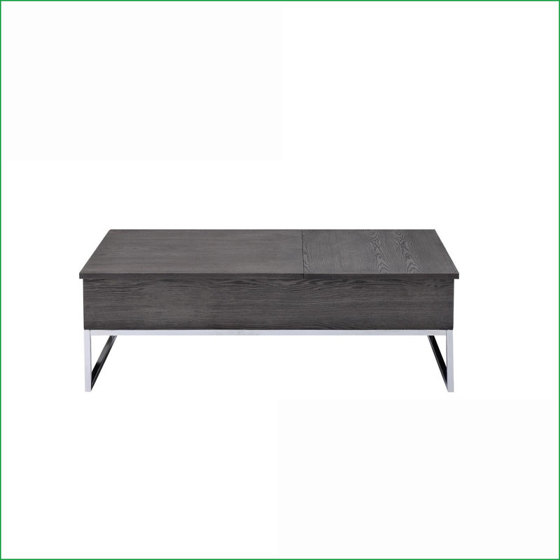 Chêne gris & amp; Table basse chromée à plateau relevable avec rangement caché pour le salon