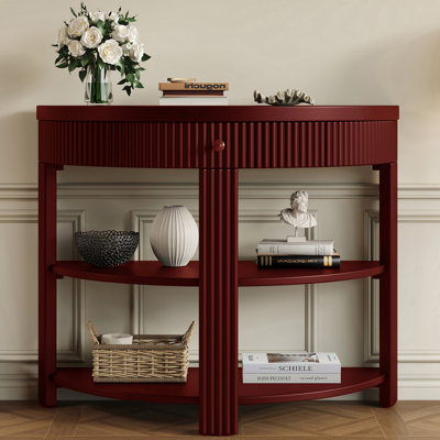 Console demi-lune cannelée de 37 pouces