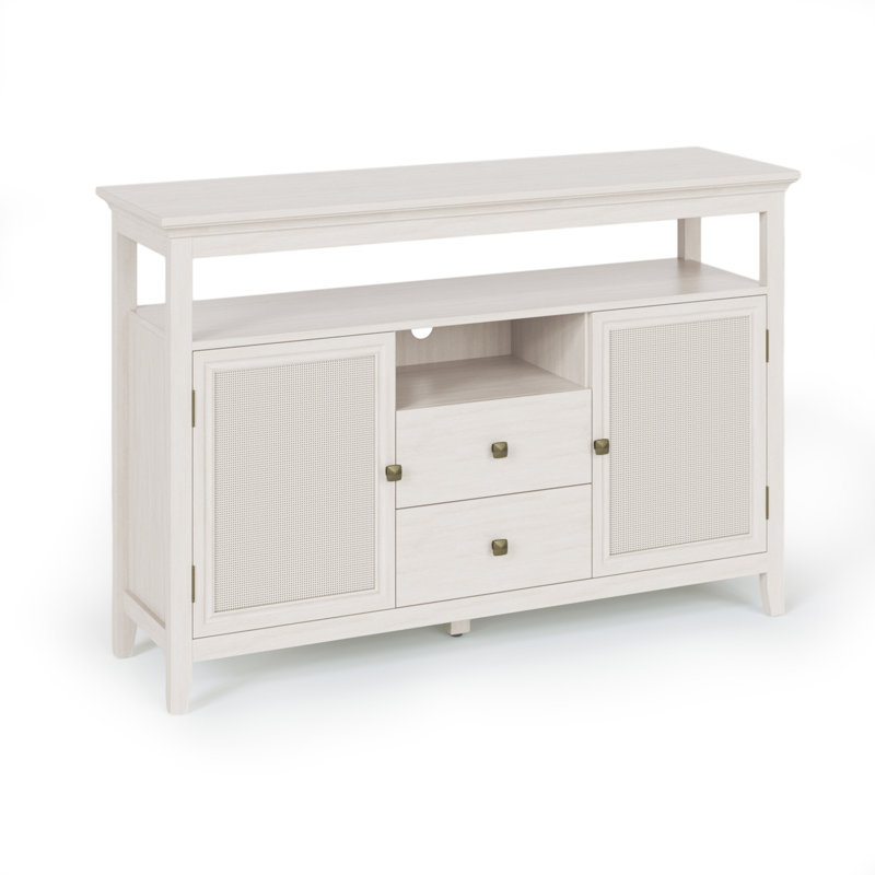 Buffet, armoire de 52,8 po pour la cuisine - bois blanc et tablettes de rangement robustes à usage fonctionnel, blanc, P 53 po x l 36 po, H 16 po, 90 lb
