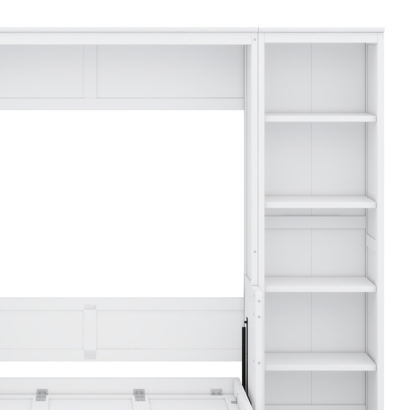 Lit escamotable avec bureau et bibliothèque Murphy, Blanc
