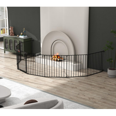 200" Adjustable Safety Gate - 8 Panels Metal Play Yard Fence with Door | for Doorways, Stairs, Fireplace, Christmas Tree & Prohibited Areas