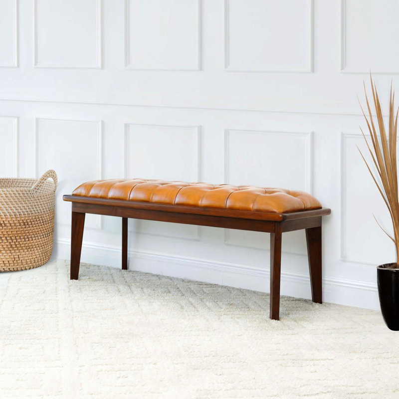 Banc en cuir avec boutons