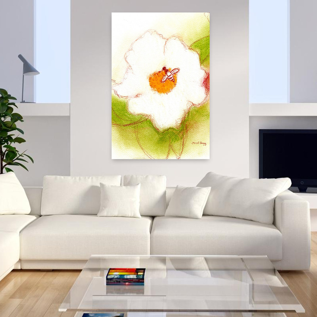 Contemporary Art Impressionist Contemporary Bee Rose Flower Wall Art