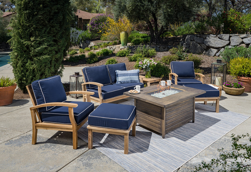 Teak Fire Table Set by Tortuga Outdoor