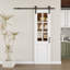 Porte de grange coulissante en verre transparent avec apprêt blanc moderne 6-Lite avec trousse de quincaillerie d'installation (aucun assemblage requis)-110163121