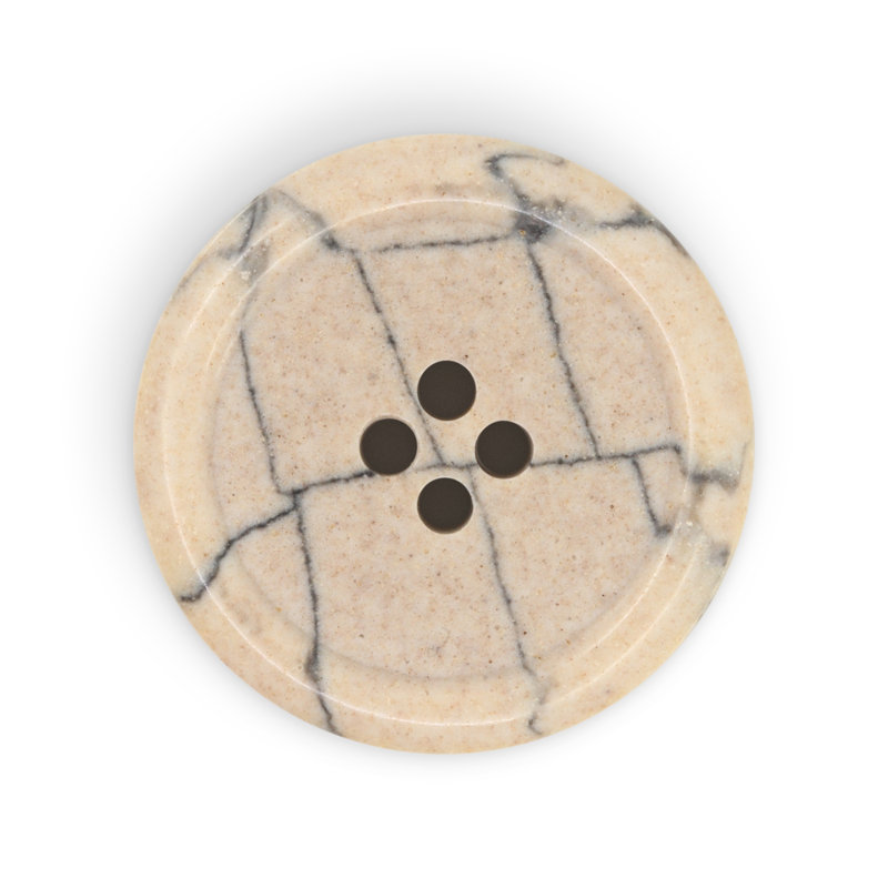 Bouton rond en polyester recyclé Dritz, 28 mm, beige chameau, 3 boutons