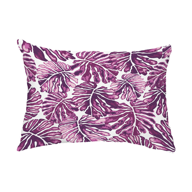 Floral Outdoor Reversible Throw Pillow, Purple
