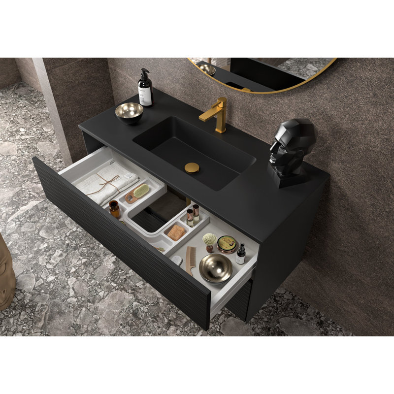 Meuble-lavabo simple DAX Sahara 32 po, Noir mat