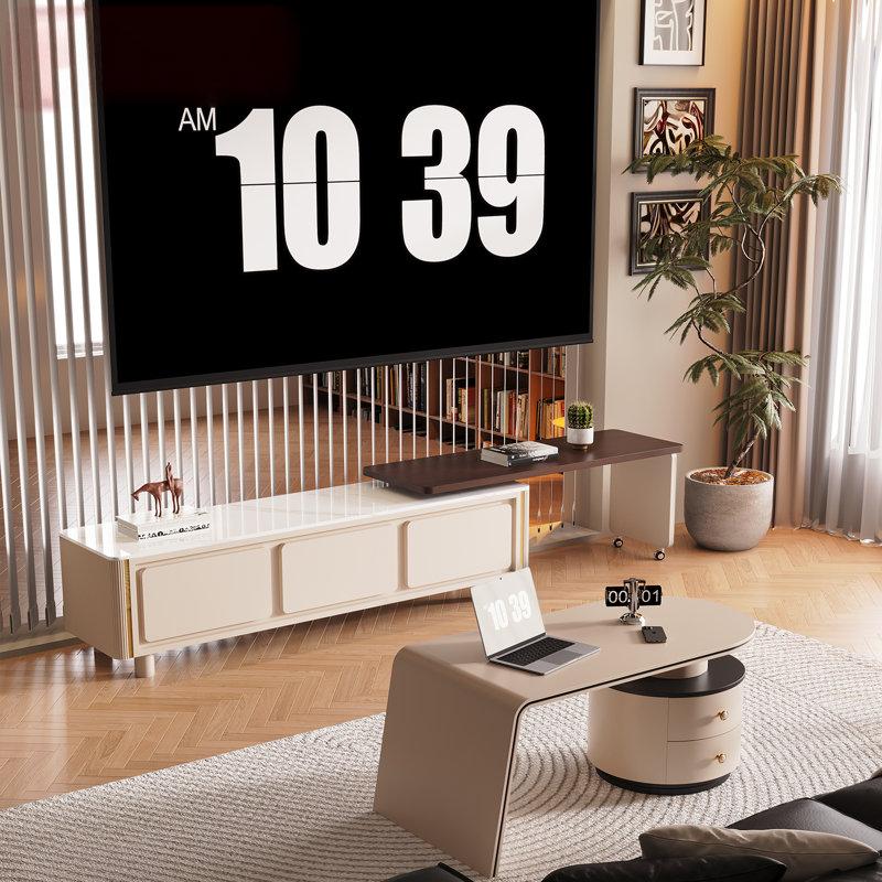 Simple and Creative Cream-style TV Cabinet, White