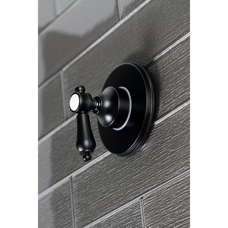 Kingston Brass Heirloom Single-Handle Wall Mount Three-Way Diverter Valve with Trim Kit, Matte Black