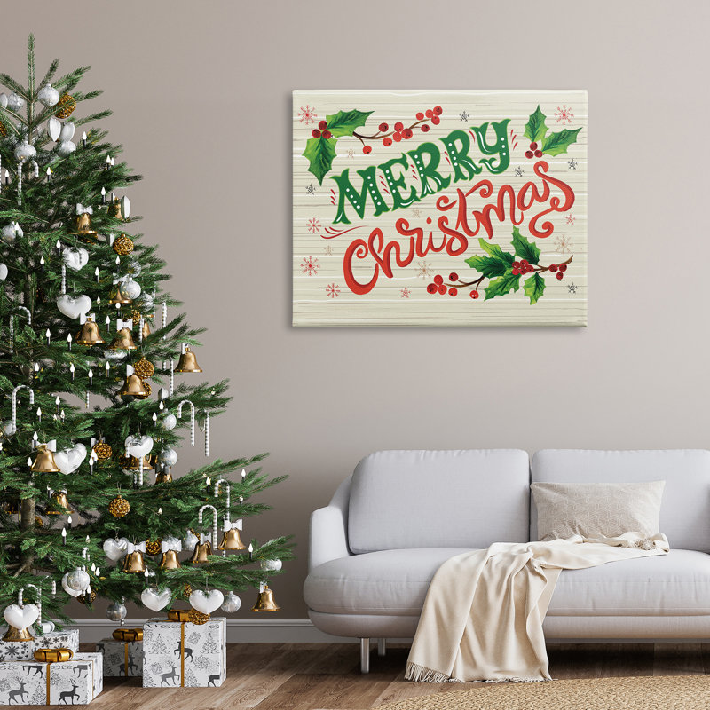 Joyeux Noël, Holly Berry Botanicals, Toile tendue, H 36 po x l 48 po x P 1,5 po