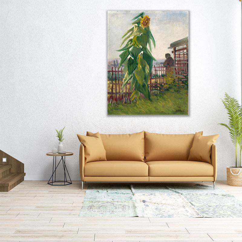 Allotment with Sunflower, 1887 - reproduction d'art sur toile, H 36 po x l 24 po