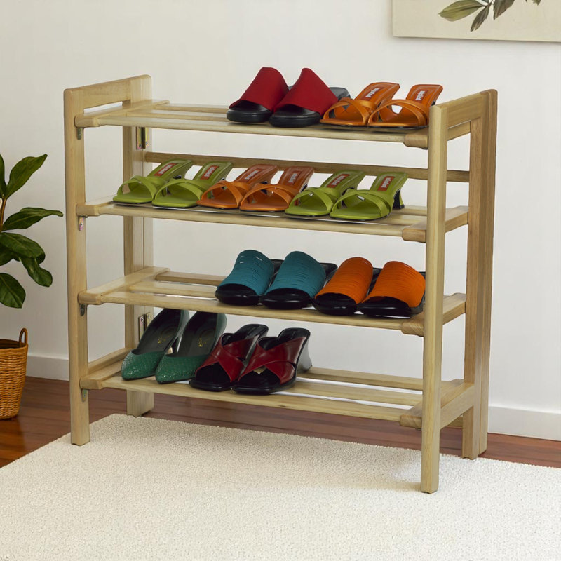 Ibbine Natural 4-Tier Stackable Shoe Rack