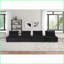 Canapé modulaire moderne en velours noir 4 places capitonné 4 places | Noir | Velours | Sans accoudoirs