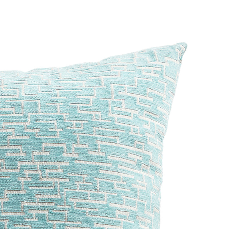 Aqua and Grey Textured Abstract Square Throw Pillow