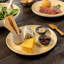 Ensemble de plateaux de service et assiettes en bambou 4 pièces Lexa, blanc-122663381