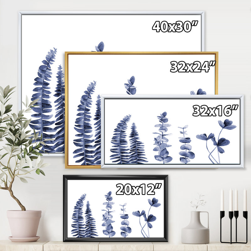 Eucalyptus I - reproduction de cadre flottant sur toile, H 16 po x l 32 po x p 1 po, Cadre blanc