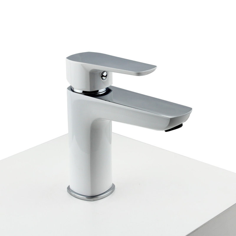 Single-Hole Single-handle Bathroom Faucet, White/Chrome