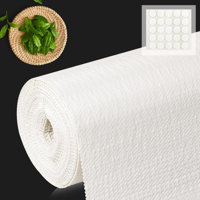 Doublure de tablette pour armoires de cuisine, doublure de tiroir antidérapante antiadhésive de 24 po x 120 po pour la commode, papier lavable imperméable, tapis de protection durable pour garde-manger, blanc