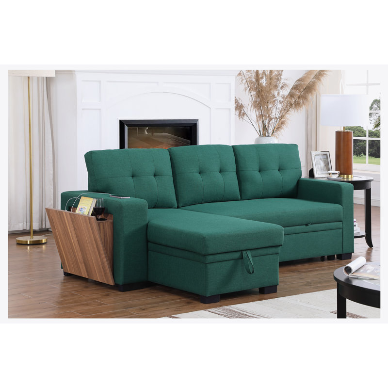 Javi 3 - Piece Upholstered Sectional, Green Linen