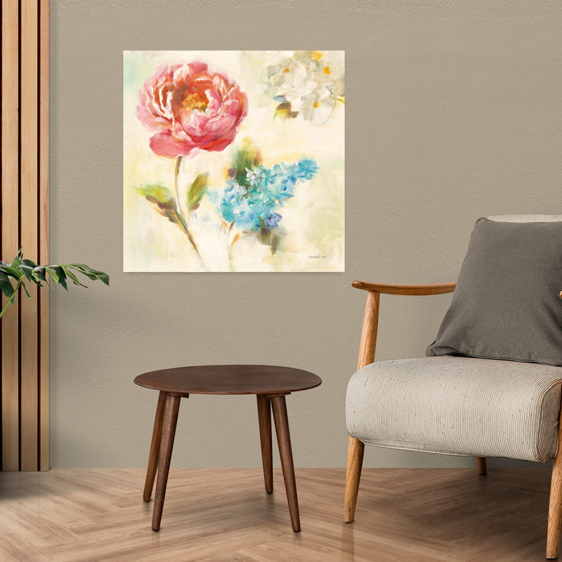 Art contemporain contemporain avec fleur abstraite, H 24 po x l 24 po