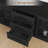 Farmhouse TV Stand with Glass Door for 65-70 Inch TV, Entertainment Center, Mid Century Television Stands with 2 Storage Door and 3 Drawer, Console Table with Shelves for Living Room (Black)-1353827448