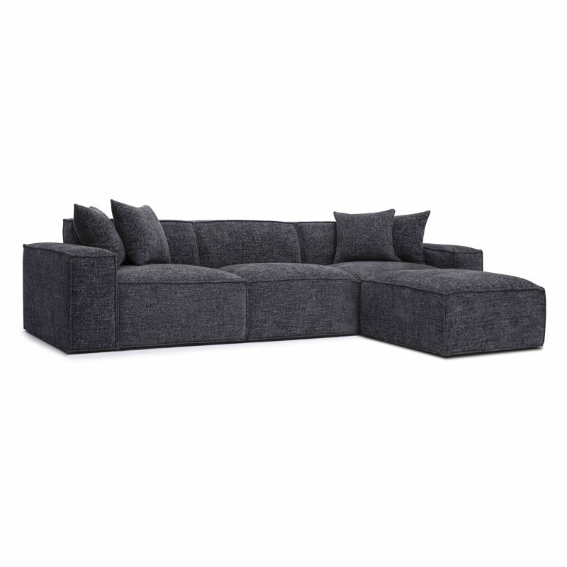 Cherylee Chenille Basketweave Modular Sectional, Charcoal Chenille