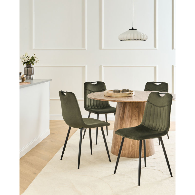 Set of 4 Dining Chairs ARGYLE Velvet, Green